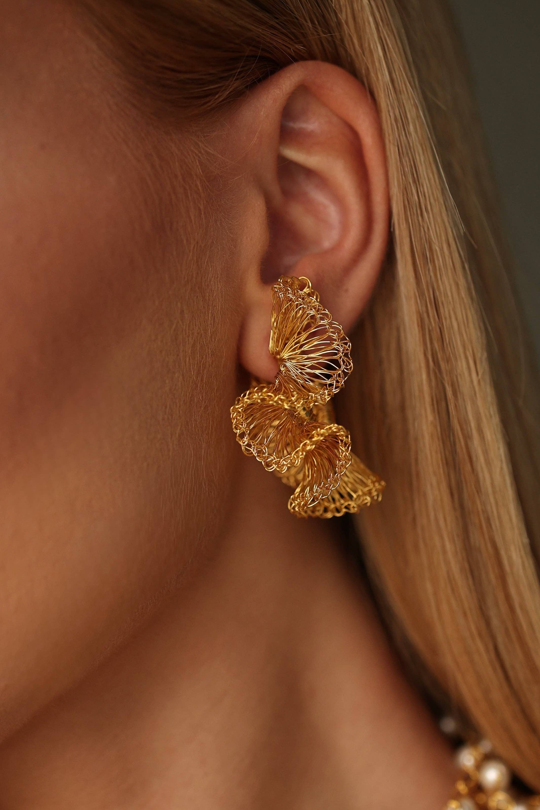 Rio Ruffle Hoops - Gold