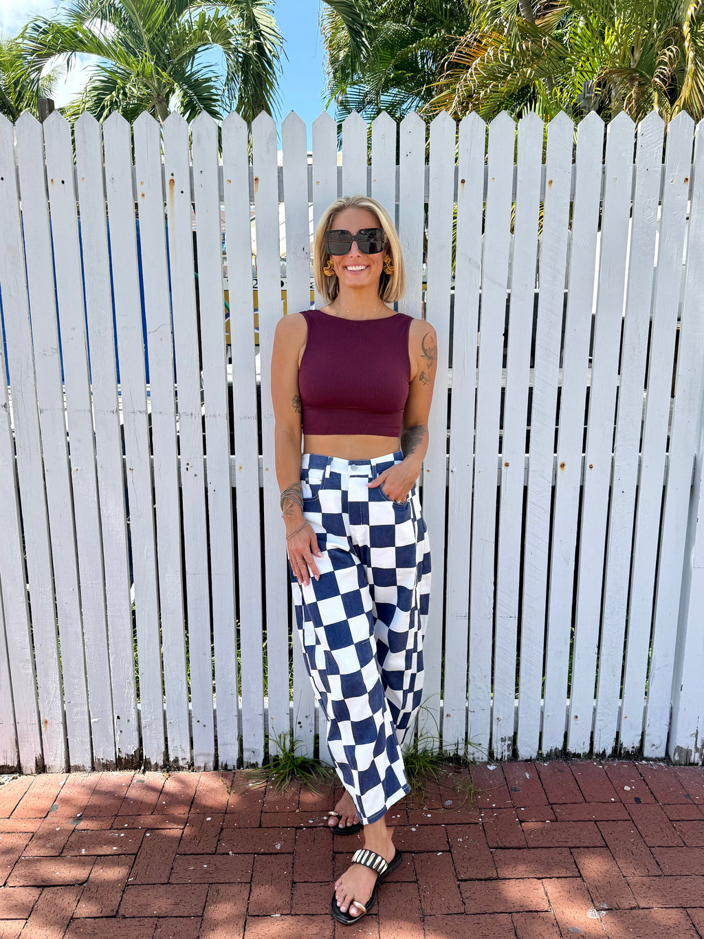 Check Mate Barrel Jeans