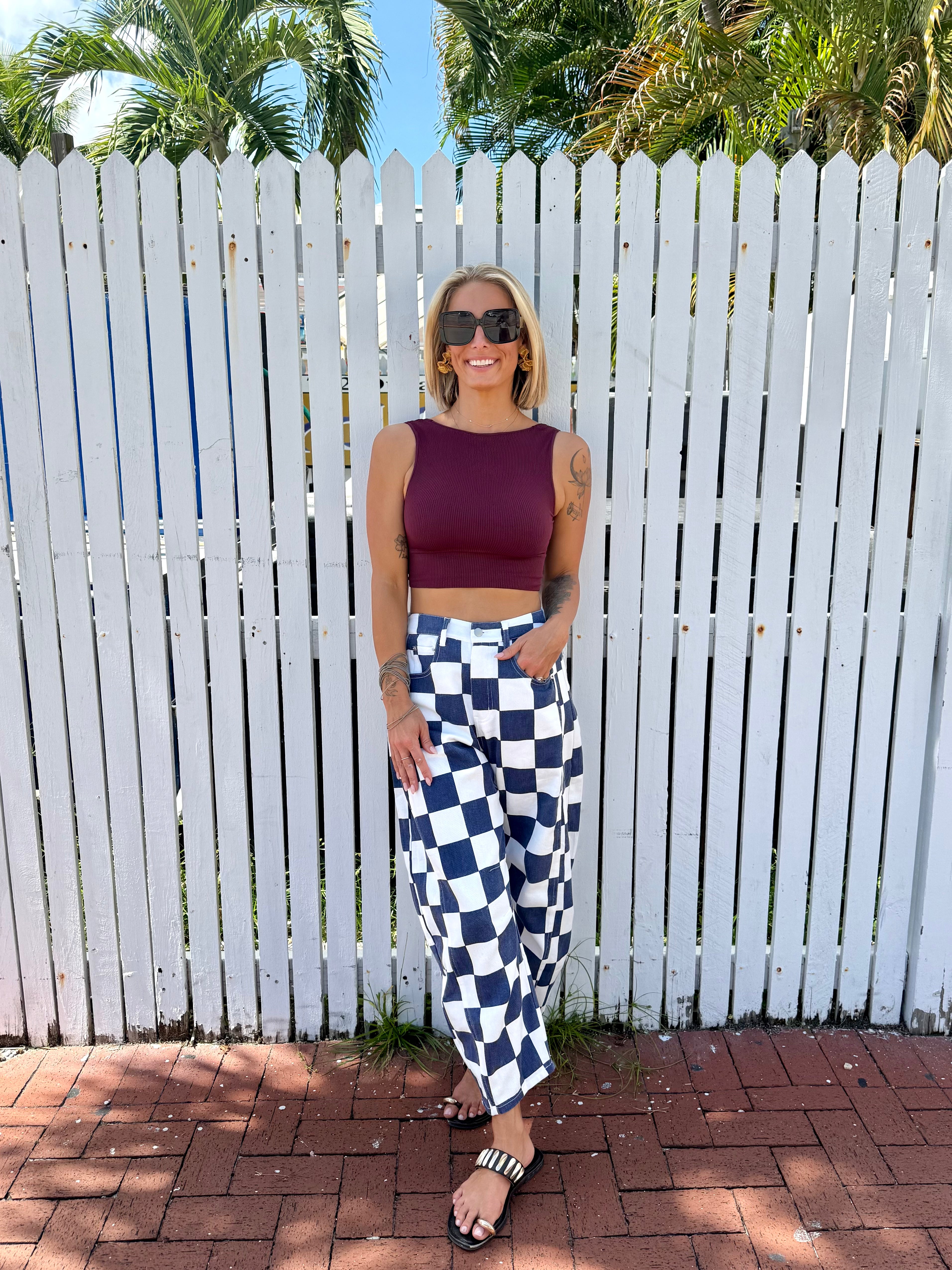 Check Mate Barrel Jeans