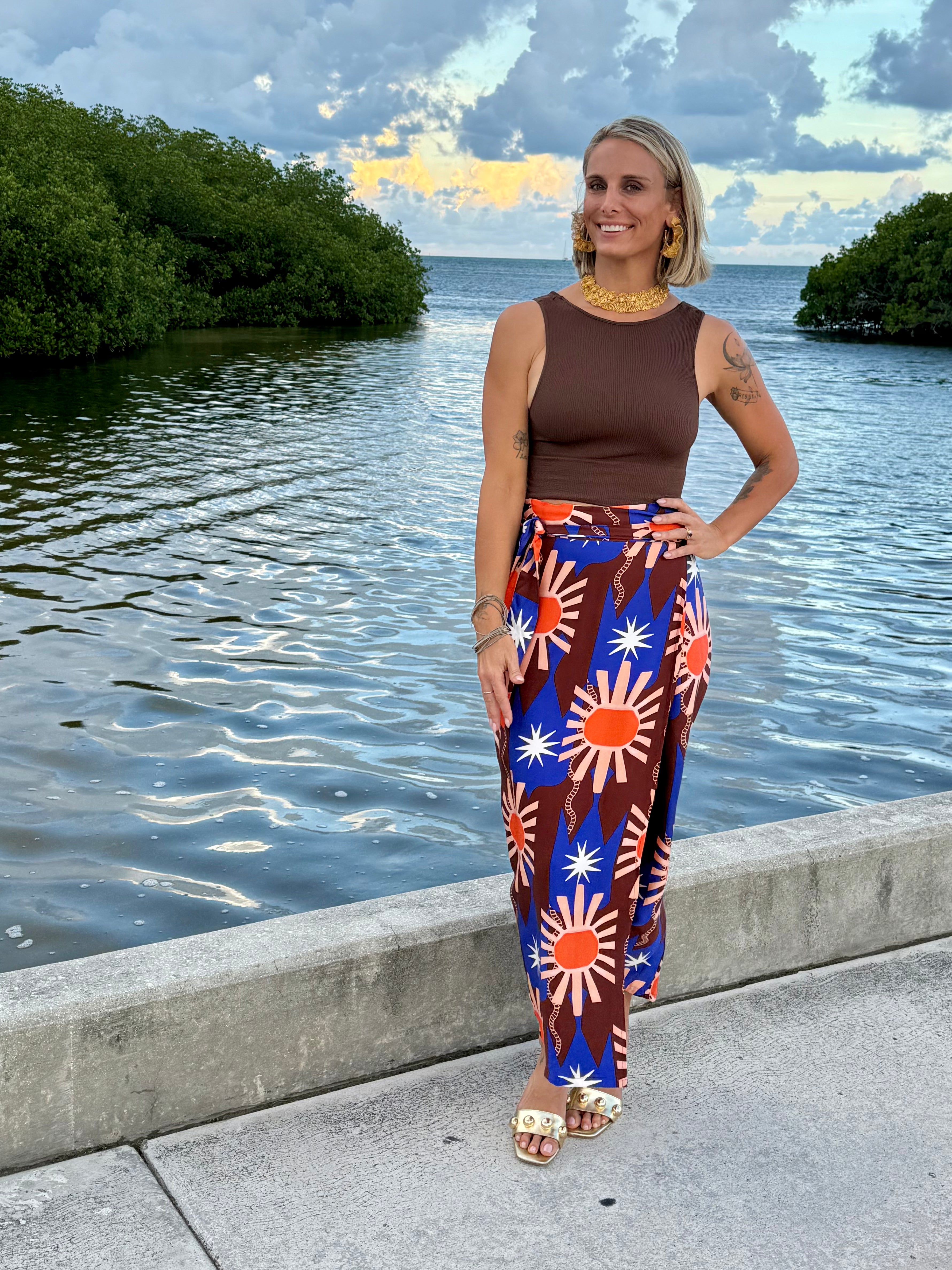 Chocolate and Blue Sun Jaspre skirt by Never Fully Dressed