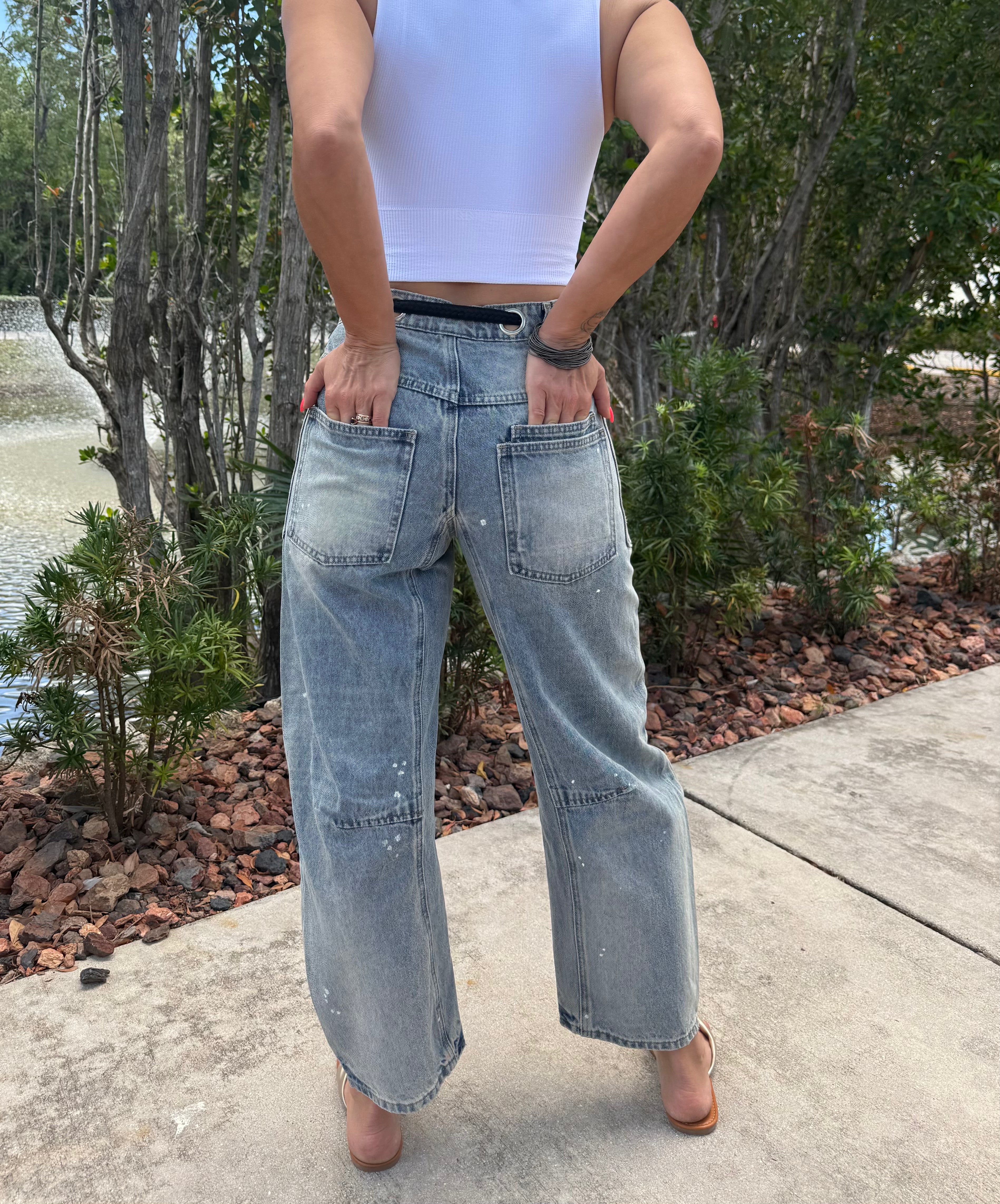 Barrel Babe Belted Jeans