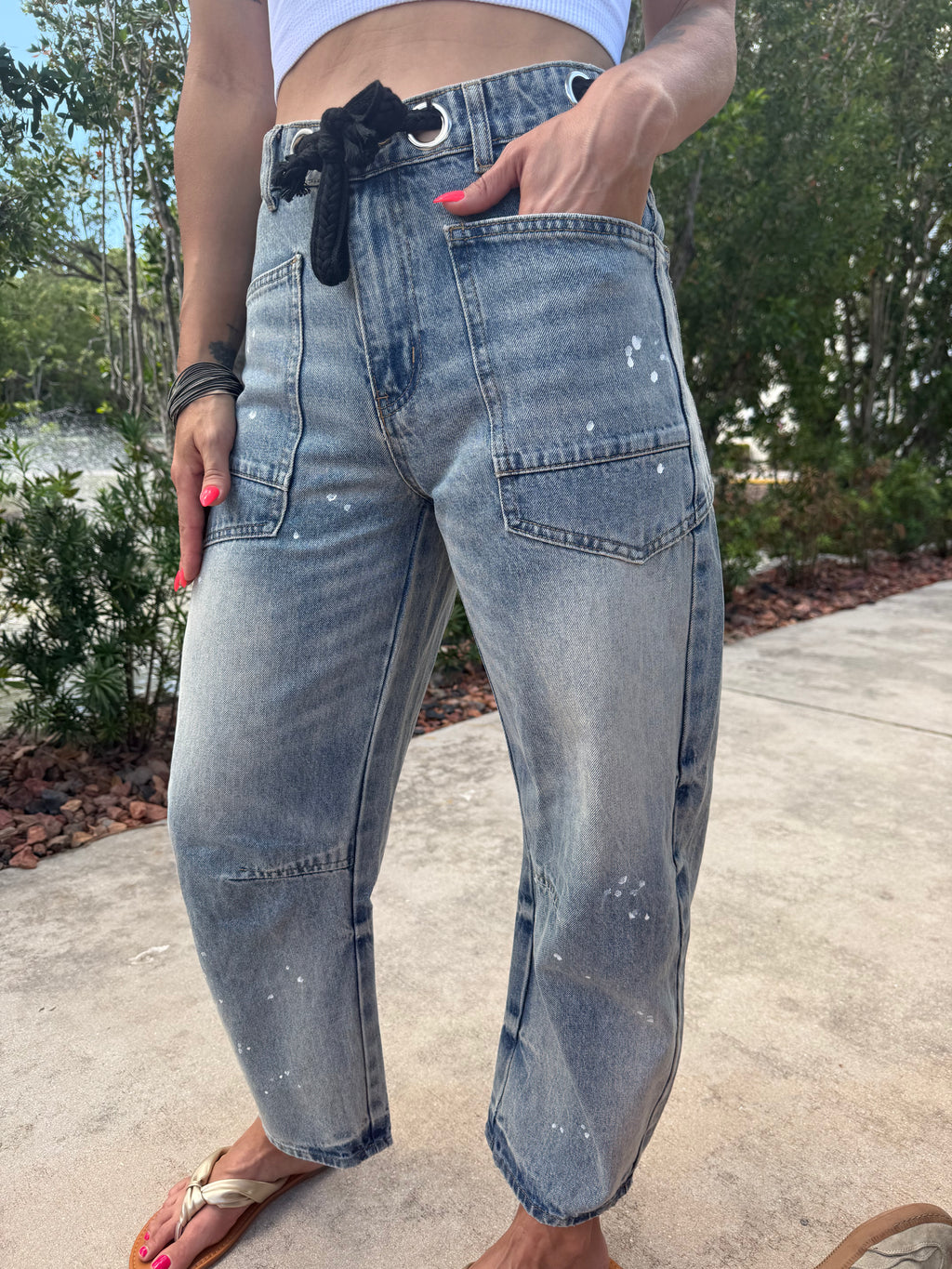 Barrel Babe Belted Jeans