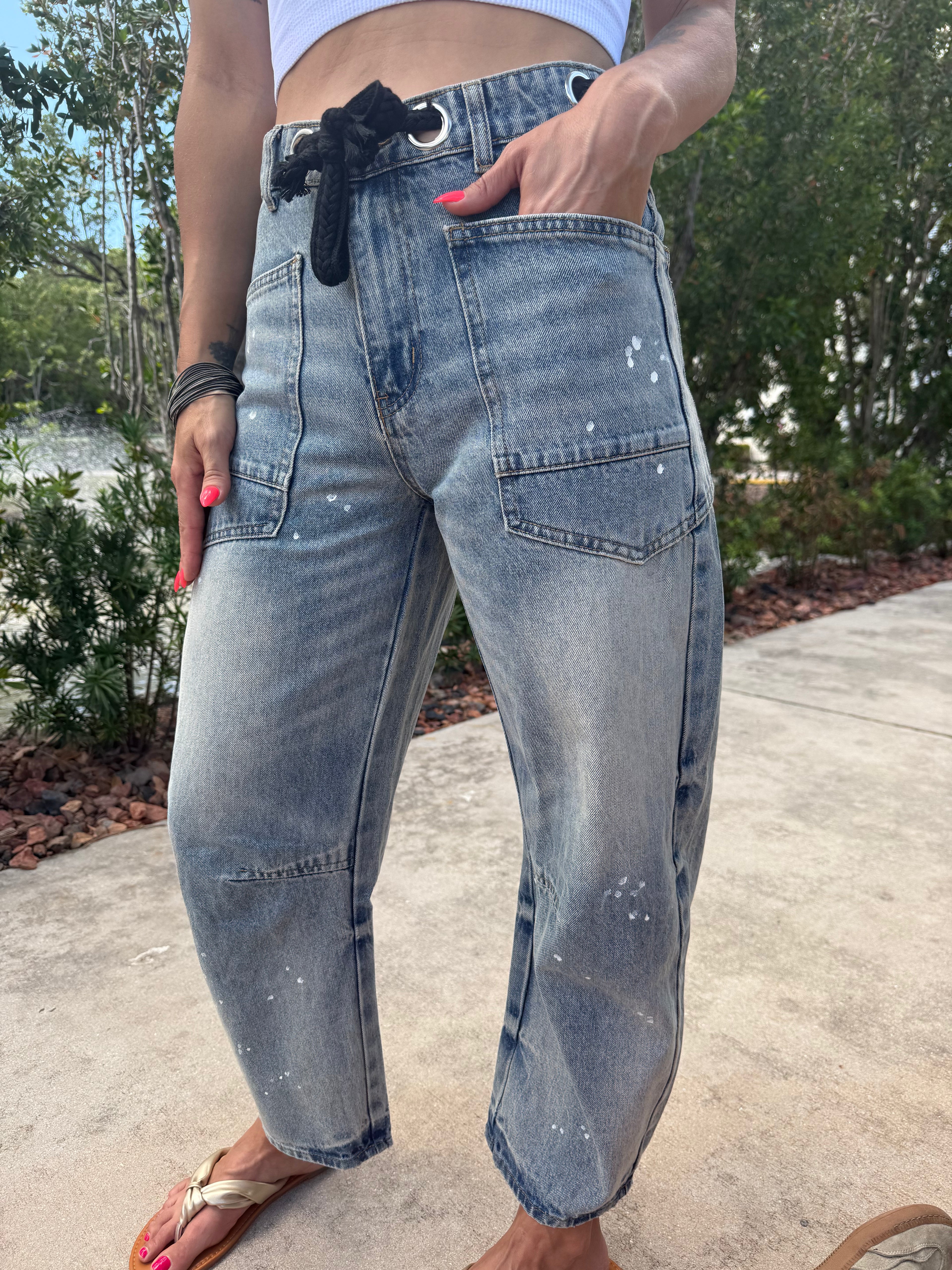 Barrel Babe Belted Jeans