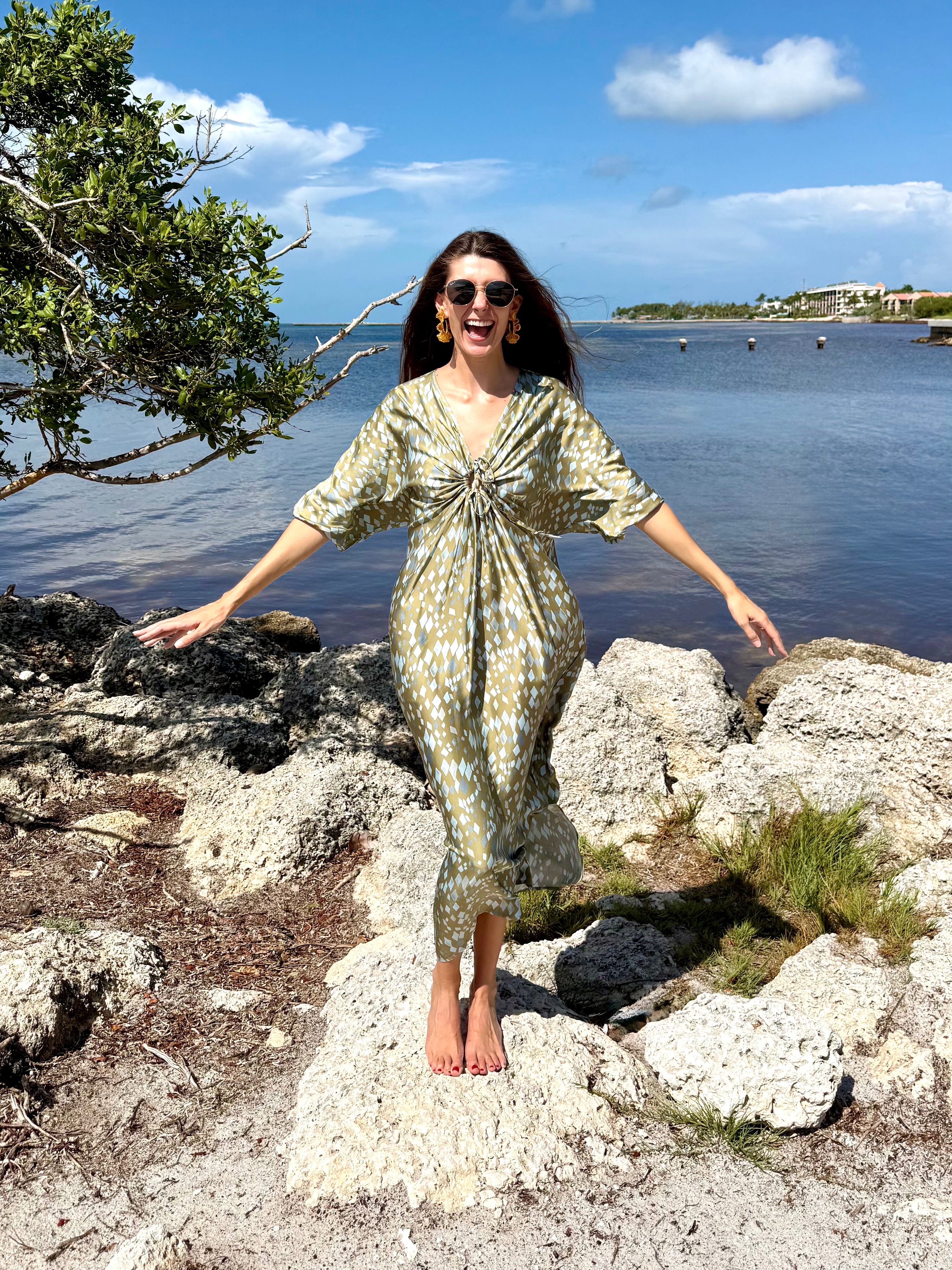 Green Diamond Print Toria Dress by NFD