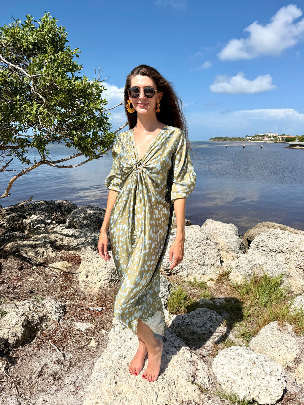 Green Diamond Print Toria Dress by NFD