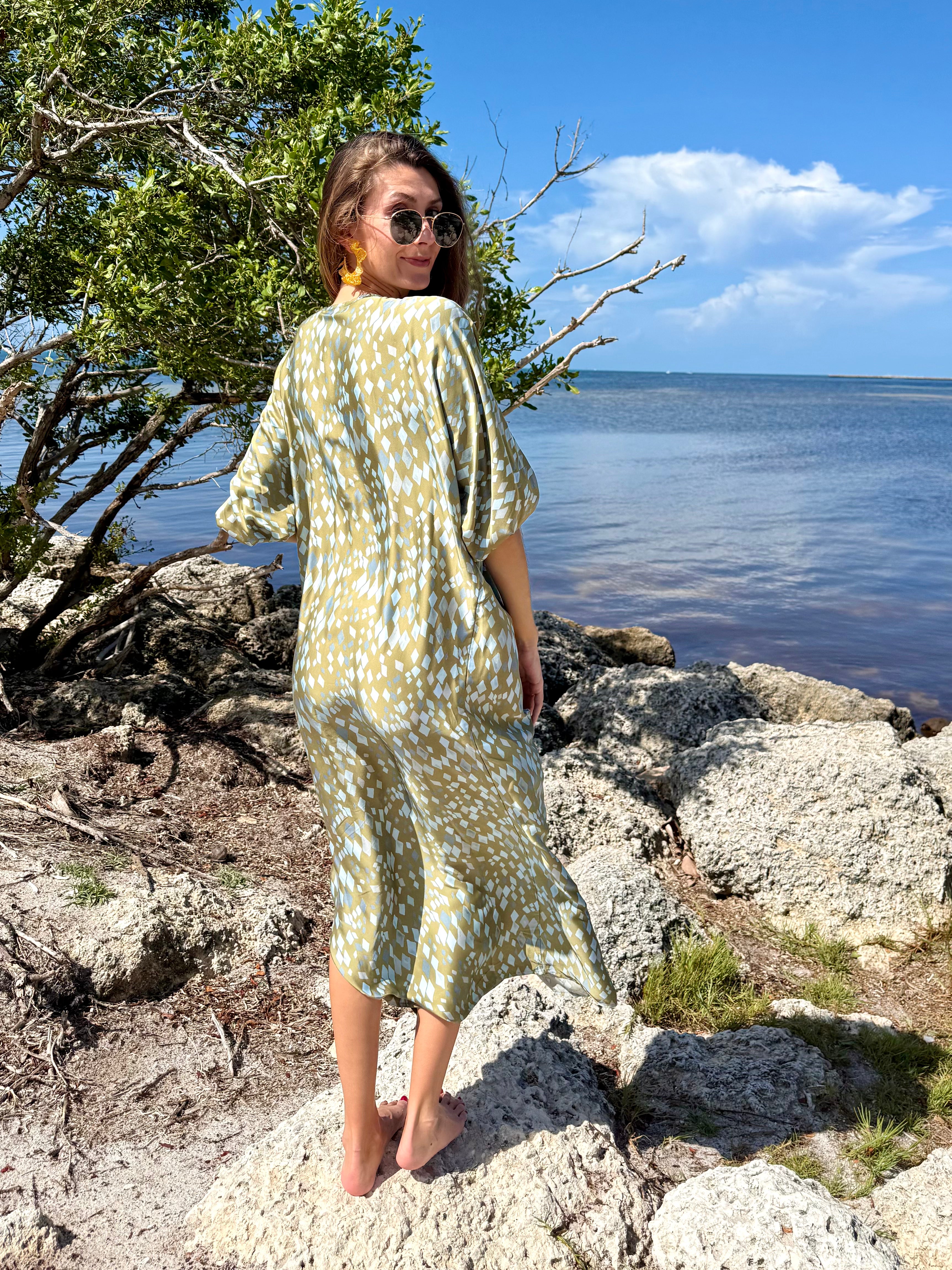Green Diamond Print Toria Dress by NFD