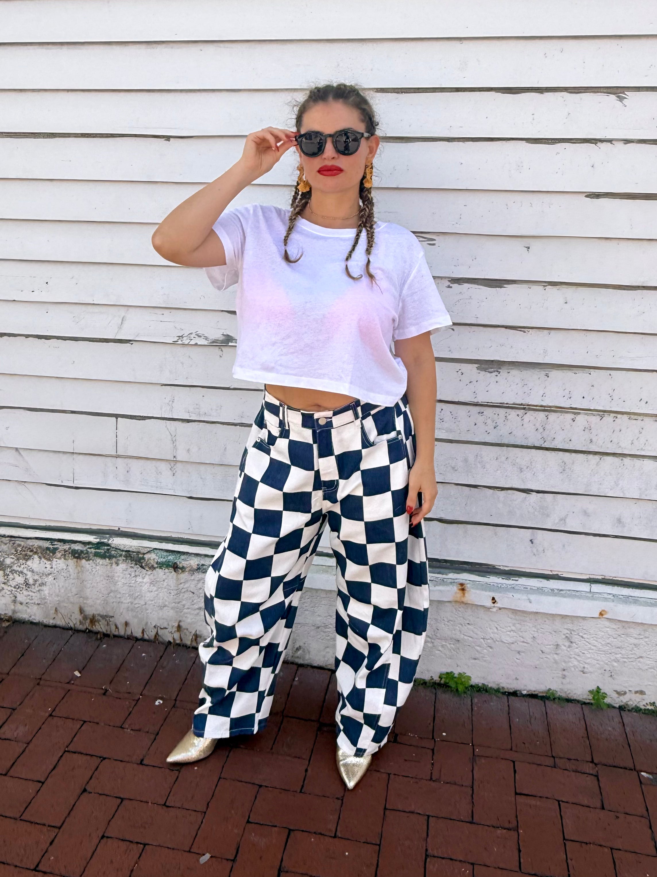 Check Mate Barrel Jeans