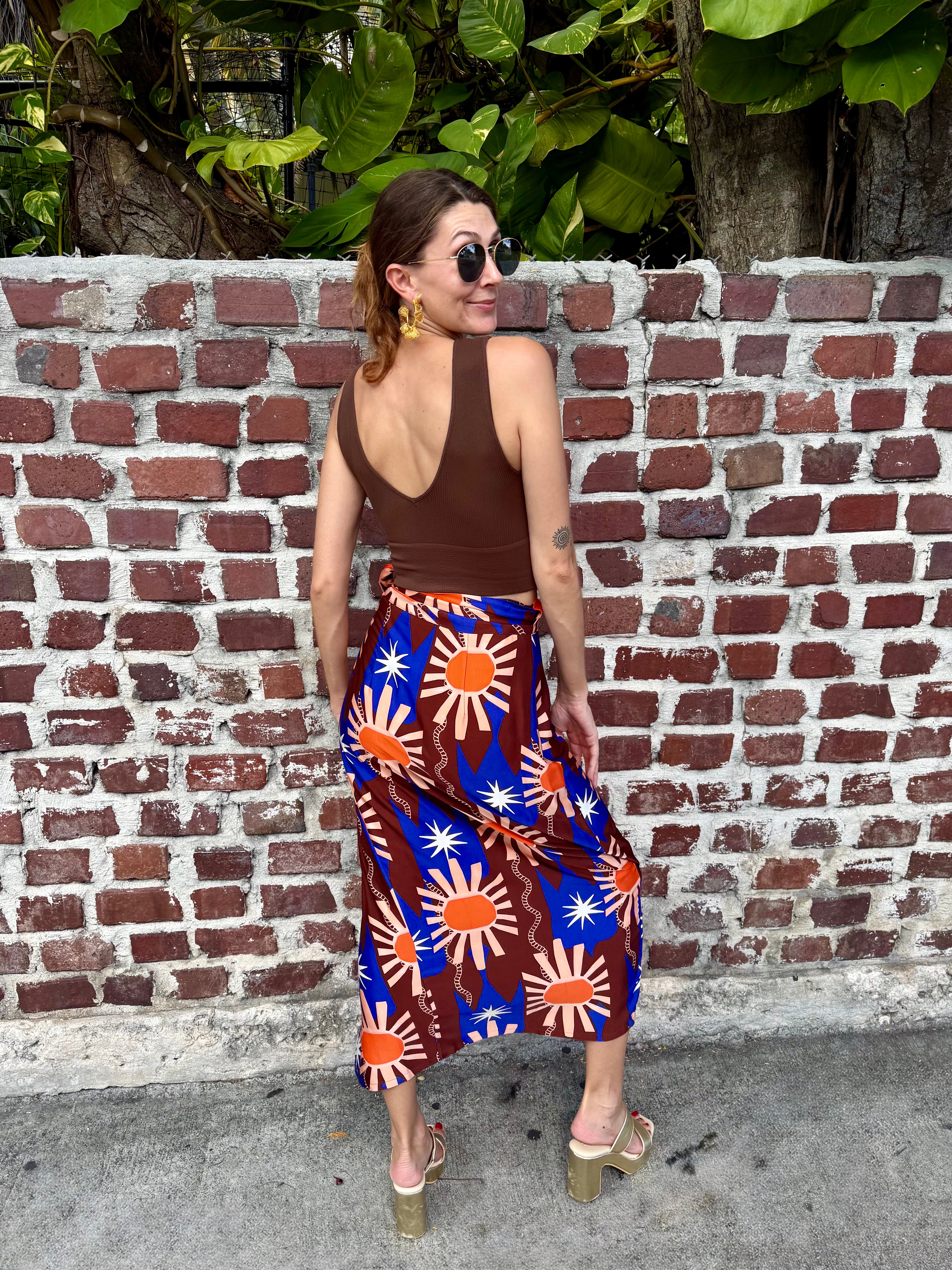Chocolate and Blue Sun Jaspre skirt by Never Fully Dressed