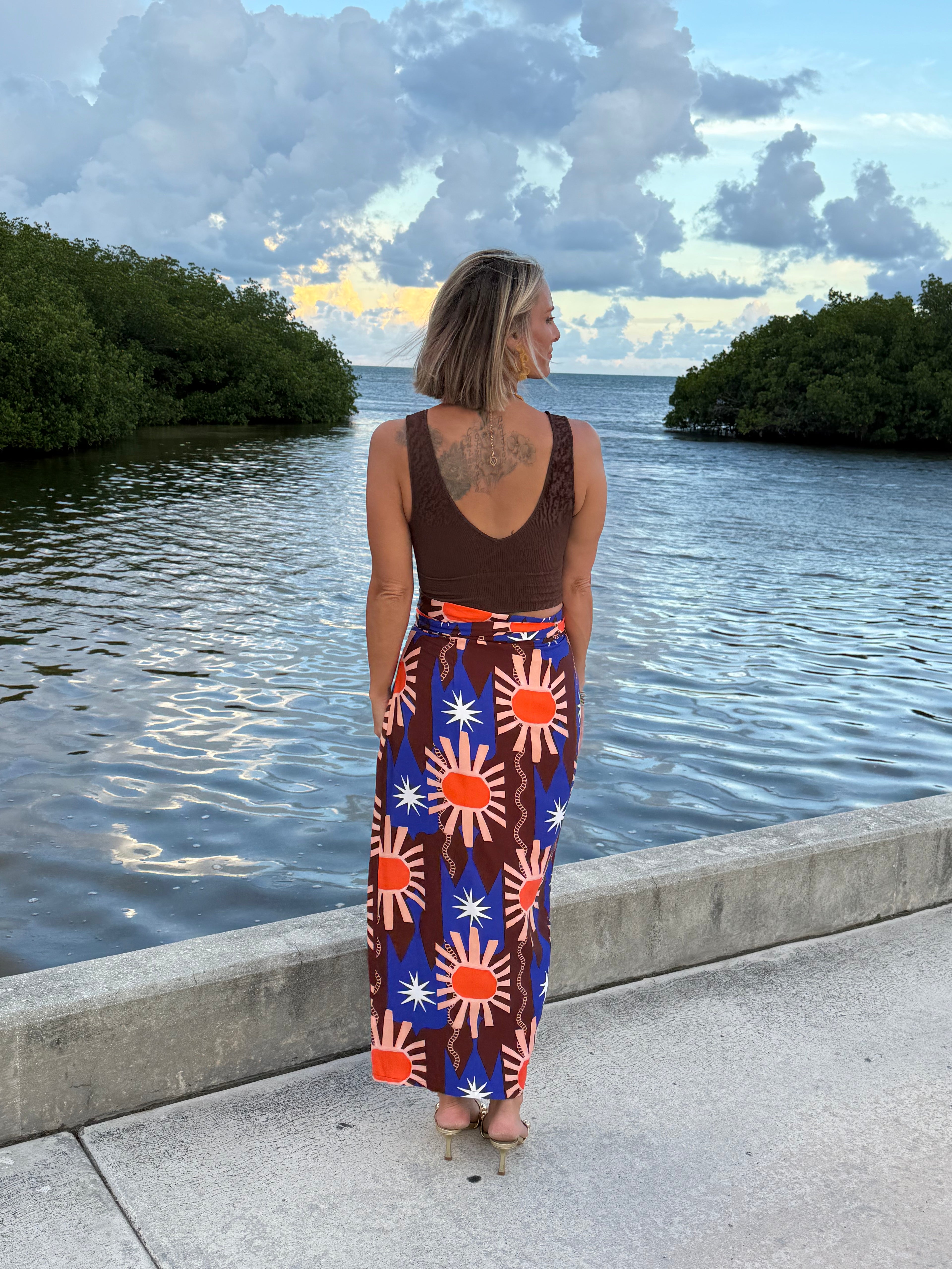 Chocolate and Blue Sun Jaspre skirt by Never Fully Dressed