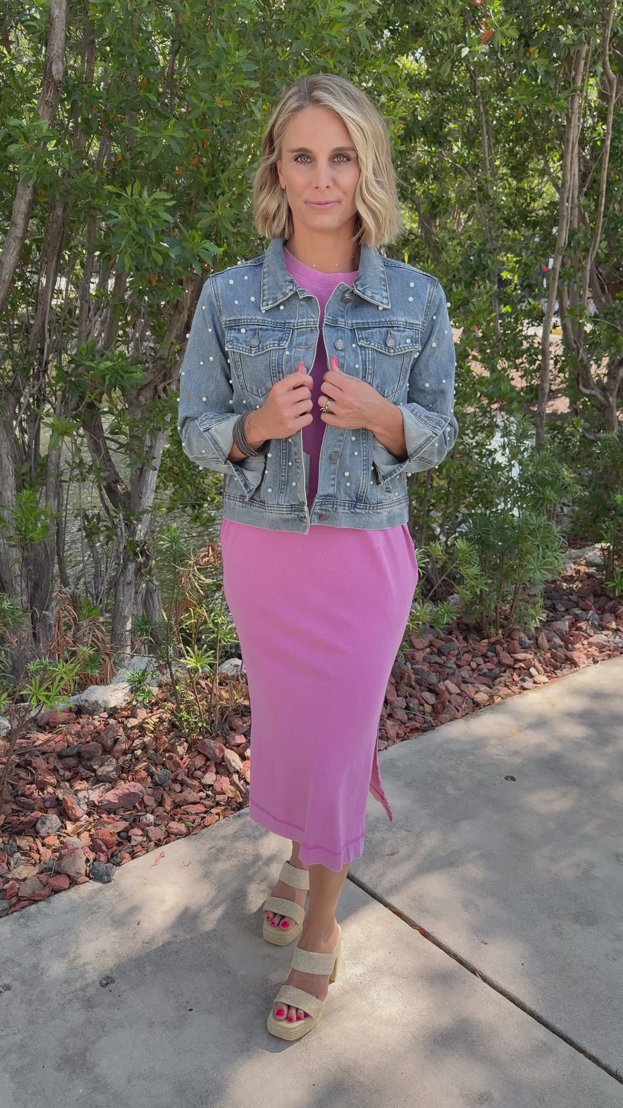 The Pop & Crop Pearl Denim Jacket