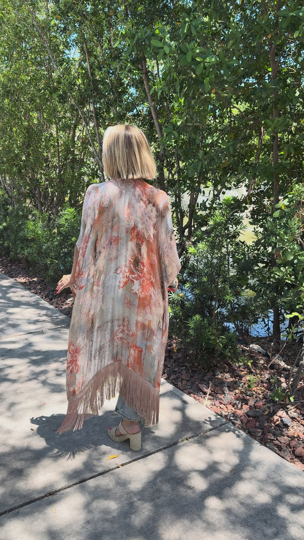 Coral Fringe Kimono